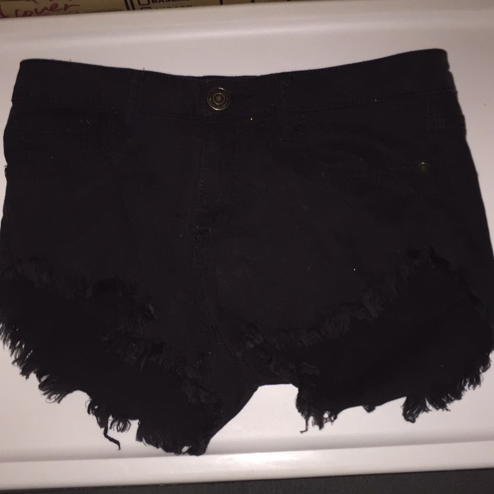 Black denim shorts